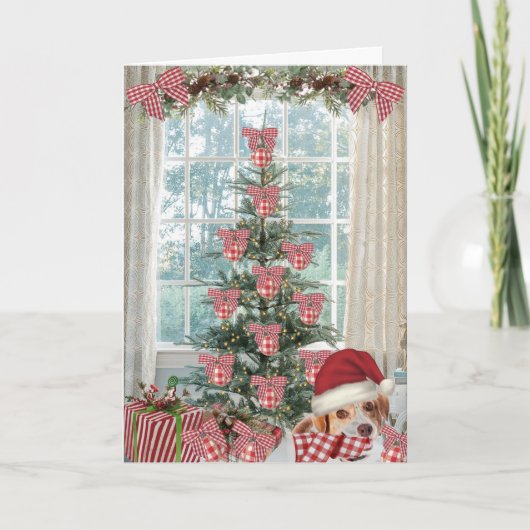 Weihnachtskarte mit niedlichem Beagle Hund Dankeskarte (Vorderseite)