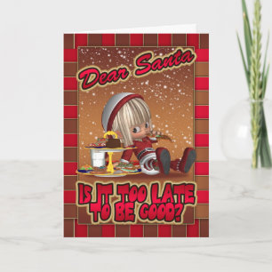Weihnachtskarte mit Niedlichem Elfesser-Ginger Feiertagskarte