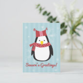 Weihnachtskarte mit niedlichem Pinguin Feiertagspostkarte (Stehend Vorderseite)