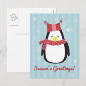 Weihnachtskarte mit niedlichem Pinguin Feiertagspostkarte (Vorne/Hinten)