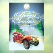 Weihnachtskarte mit Oldtimer und Weihnachtsmann Fensteraufkleber (Blatt 3)