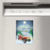Weihnachtskarte mit Oldtimer und Weihnachtsmann Magnet (In Situ (Geschirrspüler))