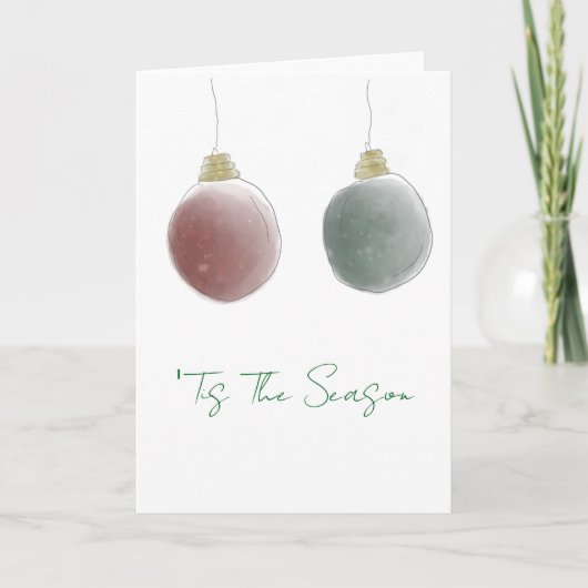 Weihnachtskarte mit Ornamenten Dankeskarte (Vorderseite)
