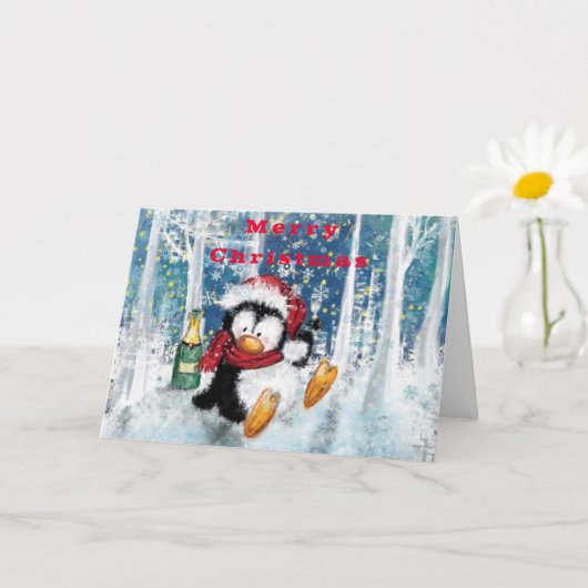 Weihnachtskarte mit Party Pinguin Karte (Kleine Pflanze)