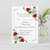 Weihnachtskarte mit Red & White Roses Einladung (Stehend Vorderseite)