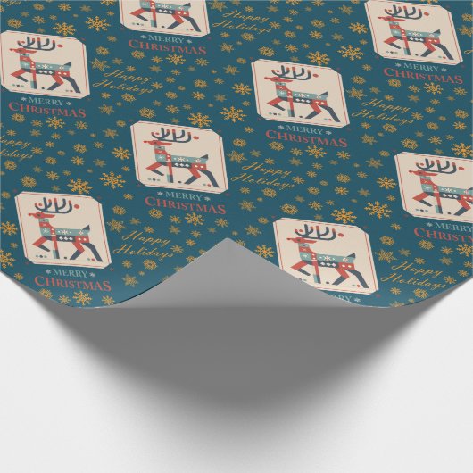 Weihnachtskarte mit Reindeer Illustration Design Geschenkpapier (Ecke)