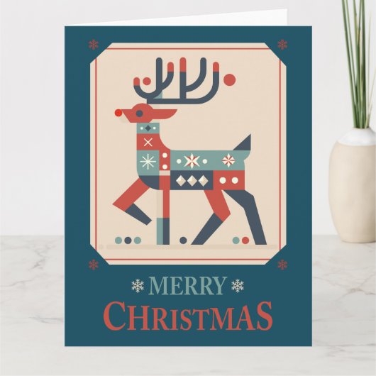 Weihnachtskarte mit Reindeer Illustration Design Karte (Vorderseite)