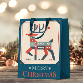 Weihnachtskarte mit Reindeer Illustration Design Kleine Geschenktüte