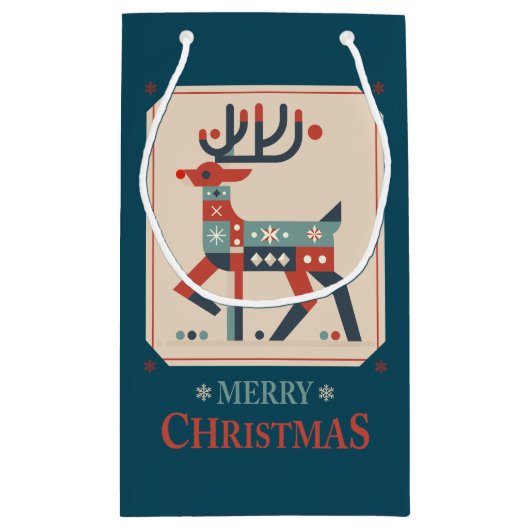 Weihnachtskarte mit Reindeer Illustration Design Kleine Geschenktüte (Rückseite)