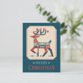 Weihnachtskarte mit Reindeer Illustration Design Postkarte (Stehend Vorderseite)