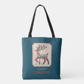 Weihnachtskarte mit Reindeer Illustration Design Tasche (Rückseite)
