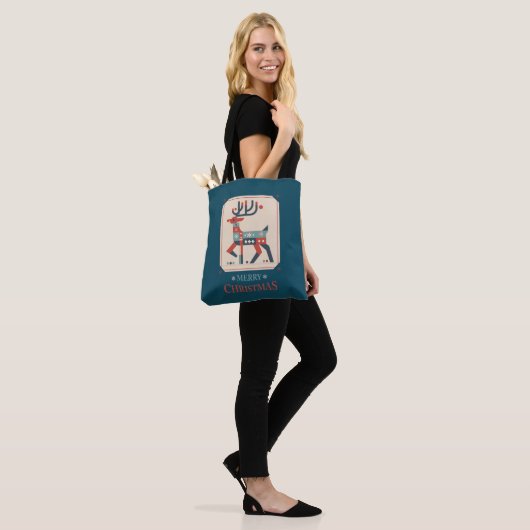 Weihnachtskarte mit Reindeer Illustration Design Tasche (Am Model)