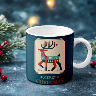 Weihnachtskarte mit Rentier-Illustrationsdesign Kaffeetasse