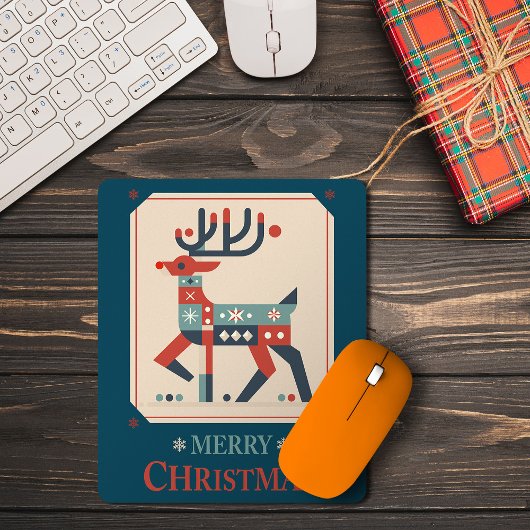 Weihnachtskarte mit Rentier-Illustrationsdesign Mousepad