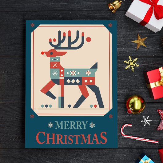 Weihnachtskarte mit Rentier-Illustrationsdesign Poster