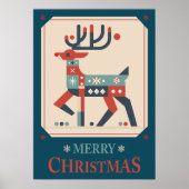 Weihnachtskarte mit Rentier-Illustrationsdesign Poster (Vorne)