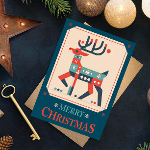 Weihnachtskarte mit Rentier-Illustrationsdesign Postkarte