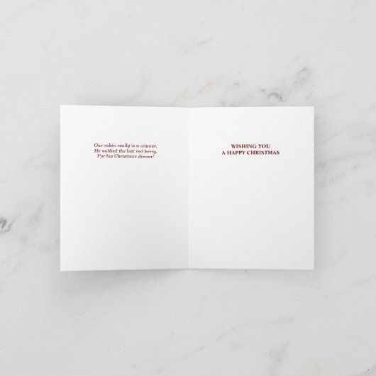 Weihnachtskarte mit Robin Feiertagskarte (Innenseite)