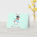 Weihnachtskarte mit Rock Music Snowman Karte<br><div class="desc">Snowman Rock - Frohe Weihnachtskarten - oder Wählen Sie Ihre Lieblingsfarben / Text / Schriftart</div>