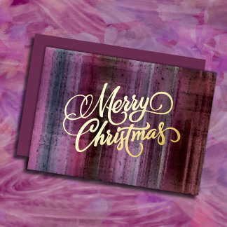 Weihnachtskarte mit rosa Karo Folien Feiertagskarte
