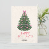 Weihnachtskarte mit rosa Schleife Karte (Stehend Vorderseite)