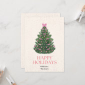 Weihnachtskarte mit rosa Schleife Karte (Vorderseite/Rückseite Beispiel)