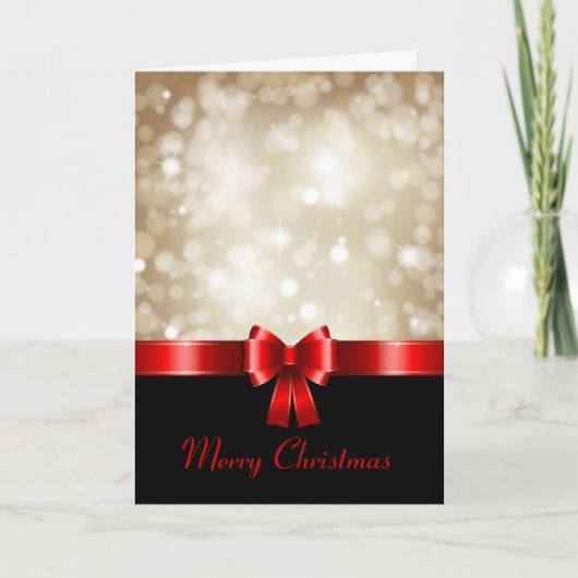 Weihnachtskarte mit rotem Band Feiertagskarte (Vorderseite)