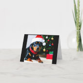 Weihnachtskarte mit Rottweiler in Weihnachtsmannmü Feiertagskarte (Rückseite)
