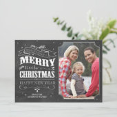 Weihnachtskarte mit rustikalem Chalkboard Feiertagskarte (Stehend Vorderseite)