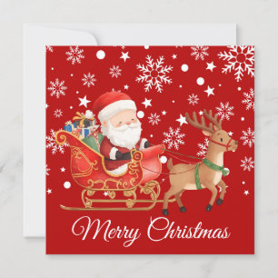 Weihnachtskarte mit Santa auf einem Rentier-Schlit Feiertagskarte