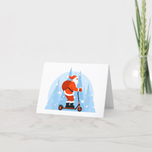 Weihnachtskarte mit Santa Claus auf Scooter Feiertagskarte