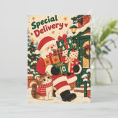 Weihnachtskarte mit Santa Feiertagskarte (Stehend Vorderseite)