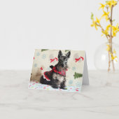 Weihnachtskarte mit Santa Paws (mit Text) Karte (Gelbe Blume)