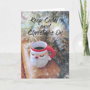 WEIHNACHTSKARTE MIT SANTA UND KAFFEE DANKESKARTE