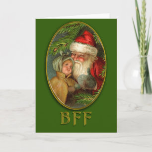 Weihnachtskarte mit Santa und Kind BFF Vintage Kun Feiertagskarte