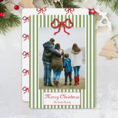 Weihnachtskarte mit Schleife und Streifen Einladung