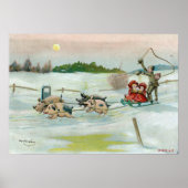 Weihnachtskarte mit Schlitten und Reis Poster (Vorne)