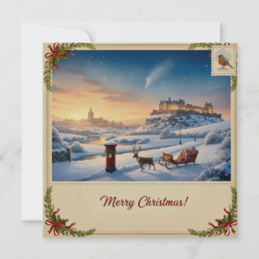 Weihnachtskarte mit Schnee Feiertagskarte (Vorderseite)