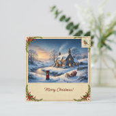 Weihnachtskarte mit Schnee II Feiertagskarte (Stehend Vorderseite)