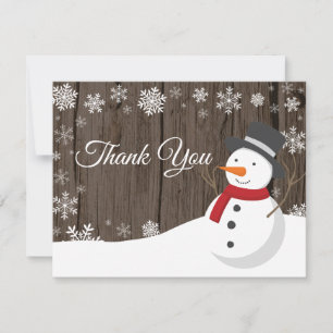 Weihnachtskarte mit Schneemann und Schneeflocke zu Dankeskarte