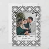 Weihnachtskarte mit Schwarzdiamantmuster und Foto Feiertagskarte (Vorderseite)