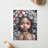 Weihnachtskarte mit schwarzem Mädchen Mitteilungskarte (Vorderseite/Rückseite Beispiel)