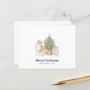 Weihnachtskarte mit Shiba Inu Dog Familie Postkarte