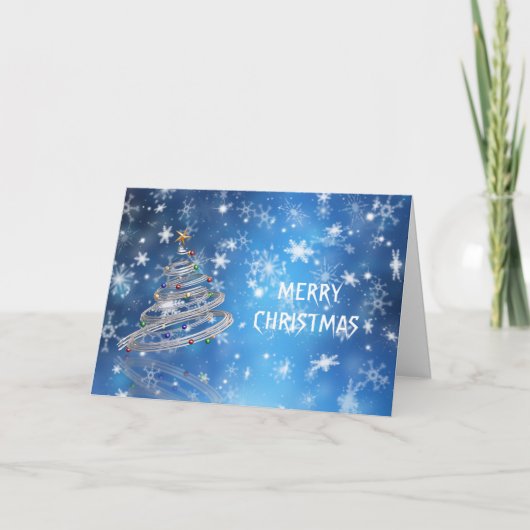 Weihnachtskarte mit Silberbaumdesign Feiertagskarte (Vorderseite)