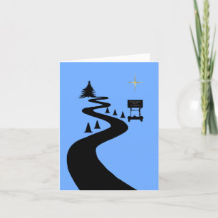 Weihnachtskarte mit Silhouette des Straßenbaus Karte
