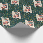 Weihnachtskarte mit Strumpf Illustration Geschenkpapier (Ecke)