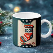 Weihnachtskarte mit Strumpf Illustration Kaffeetasse