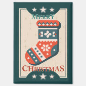 Weihnachtskarte mit Strumpf Illustration Magnet (Vorderseite)
