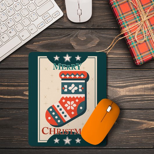 Weihnachtskarte mit Strumpf Illustration Mousepad