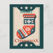 Weihnachtskarte mit Strumpf Illustration Postkarte (Vorderseite)
